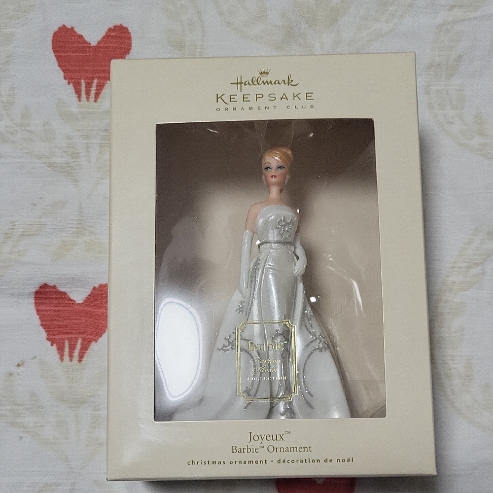 Hallmark Joyeux Barbie Ornament in White and Silver